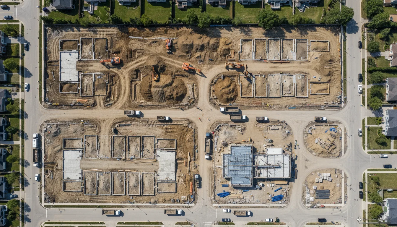 Construction progress monitoring aerial survey in Collingwood, Ontario